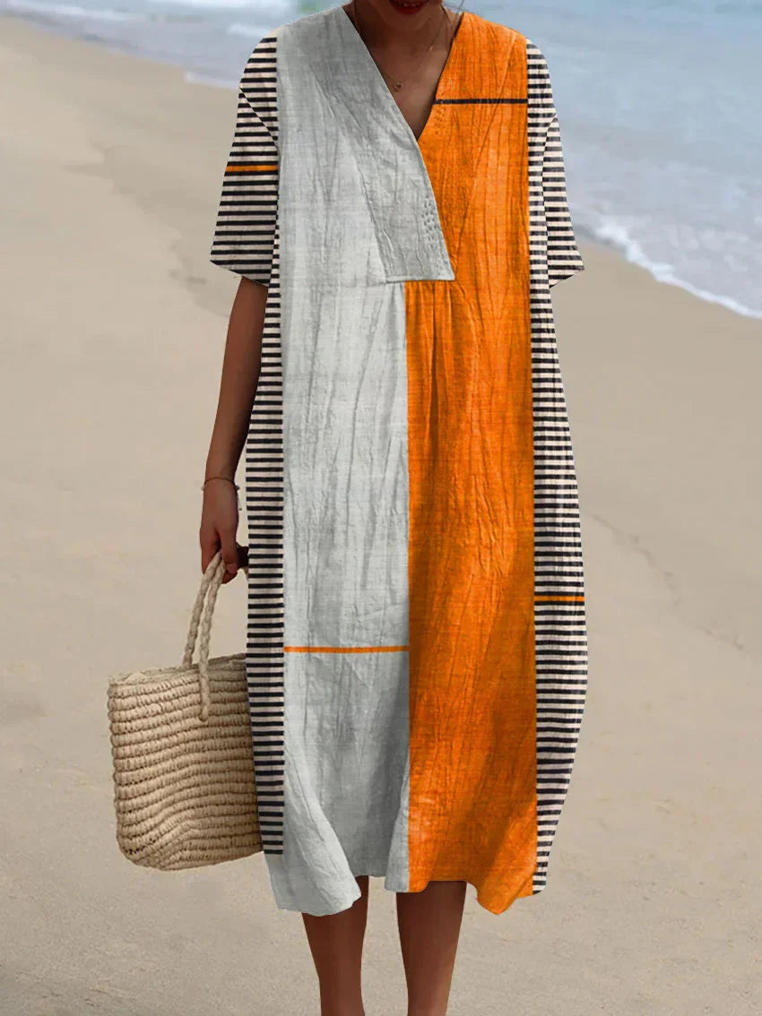 Élina | Geometric Striped Dress