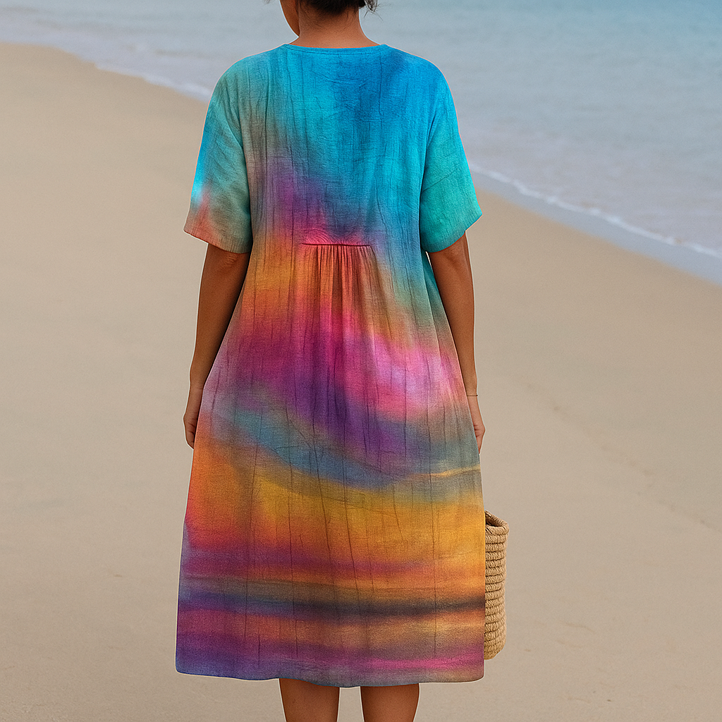 SOLÈNE | Sunset Ombre Tie-Dye Dress