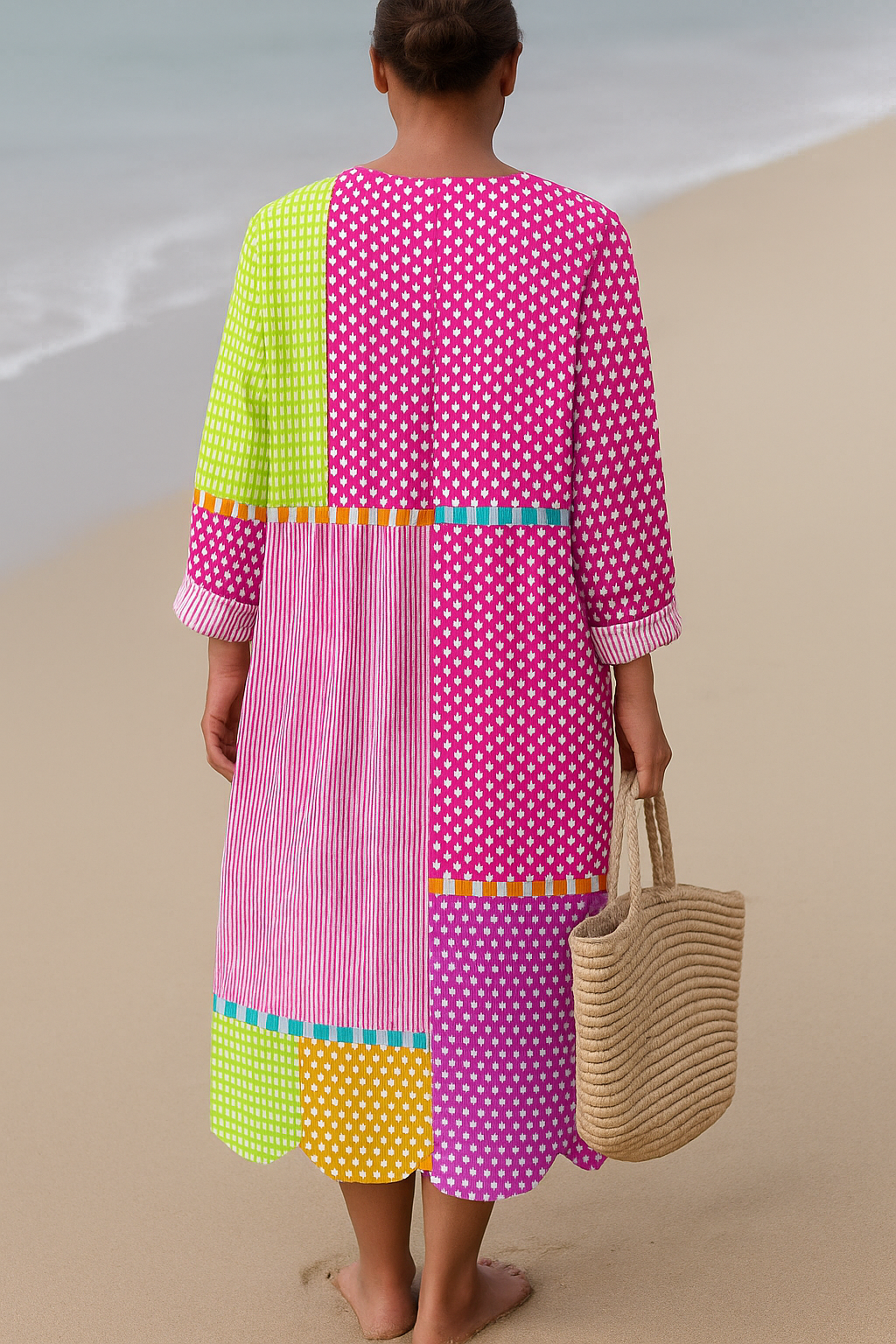 Zélie | Colorful Polka Dot and Stripe Patchwork Dress