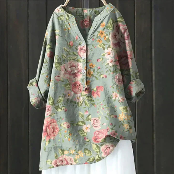 Reece | Stylish Floral Button-Up Tunic Shirt