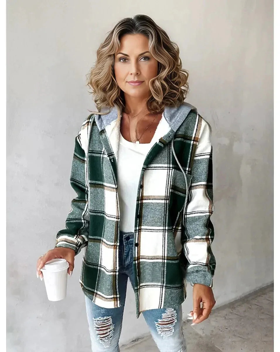 Chic Plaid Hooded Coat™