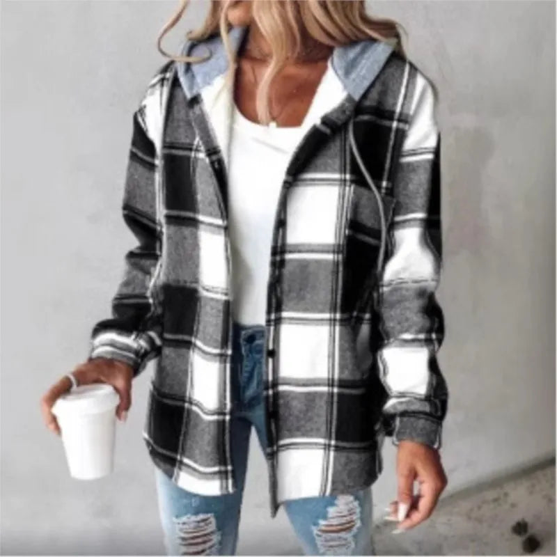 Chic Plaid Hooded Coat™