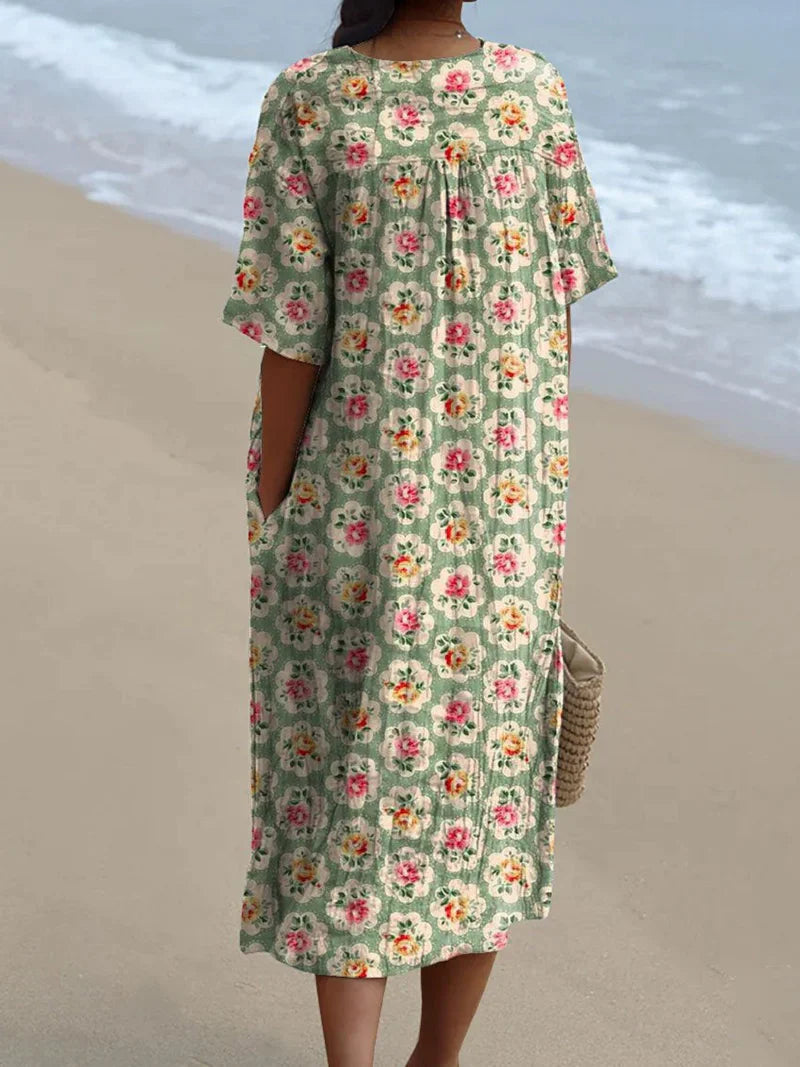 Eliane | Aqua Vintage Floral Dress