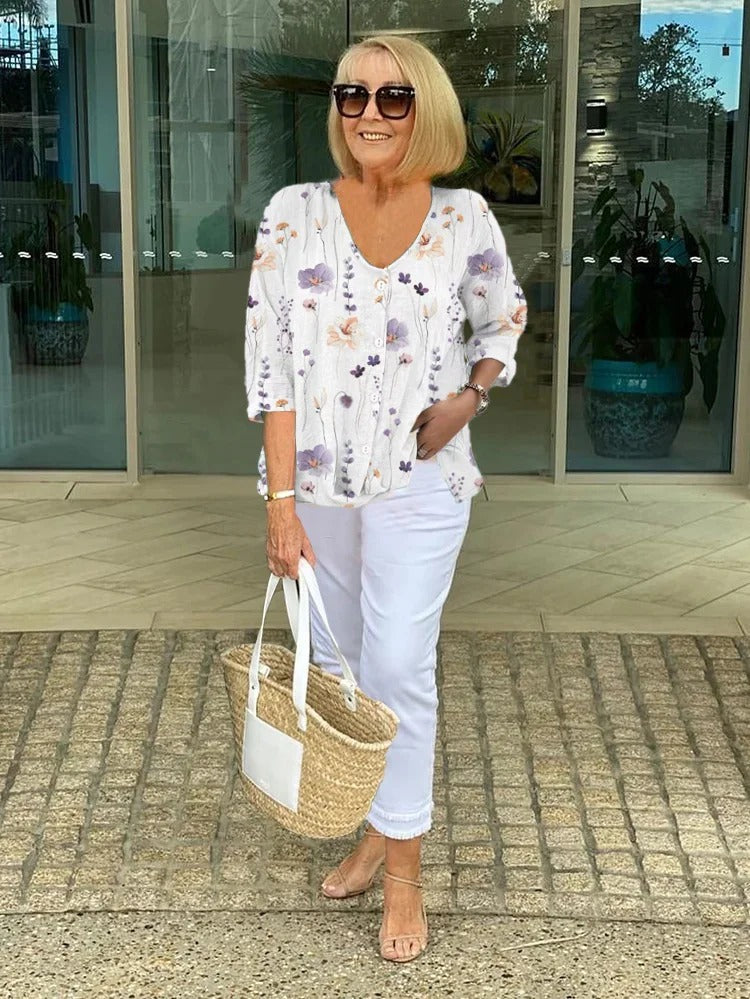 Sabrine | Elegant Blouse with Flowers
