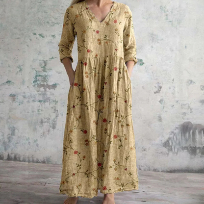 Fiona™ | Floral Linen-Cotton Dress