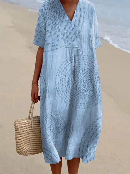 Arielle | Flowing Dress with Circular Embroidery