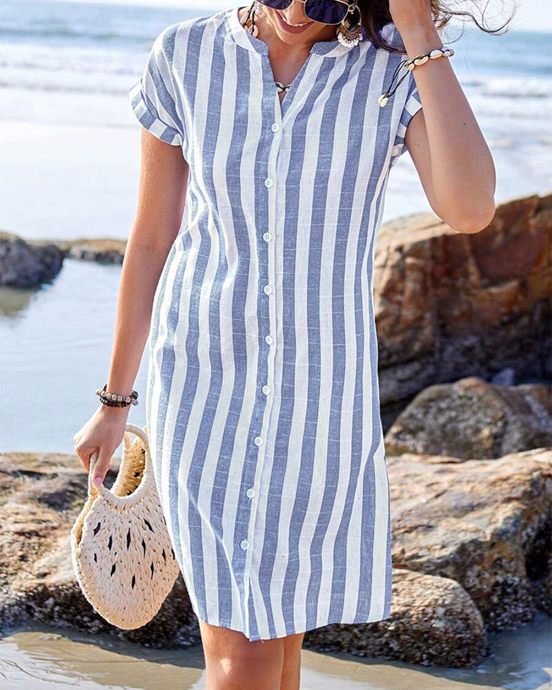 Caroline Elegant striped shirt dress