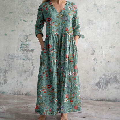 Fiona™ | Floral Linen-Cotton Dress
