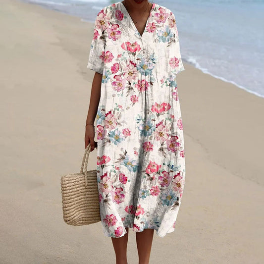 FLORINE | Vintage-Inspired Floral Linen Dress