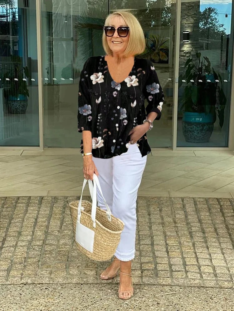 Sabrine | Elegant Blouse with Flowers