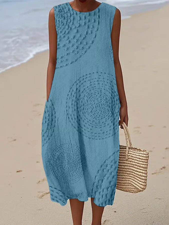 Maelle | Textured Pattern Long Sleeveless Dress