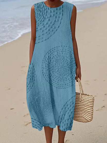 Maelle | Textured Pattern Long Sleeveless Dress