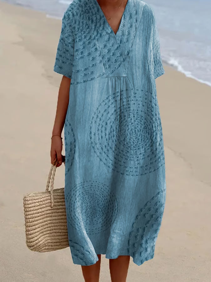 Arielle | Flowing Dress with Circular Embroidery