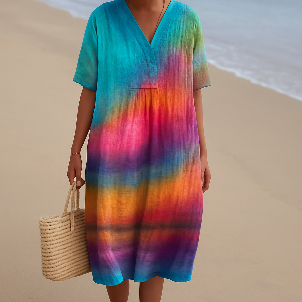 SOLÈNE | Sunset Ombre Tie-Dye Dress