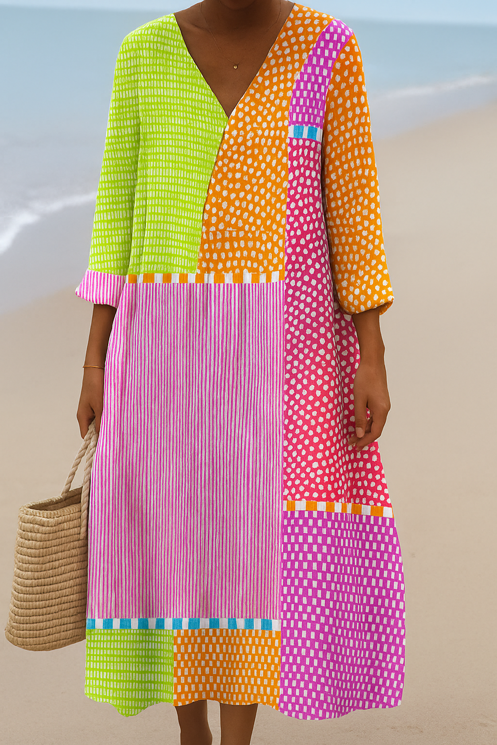 Zélie | Colorful Polka Dot and Stripe Patchwork Dress