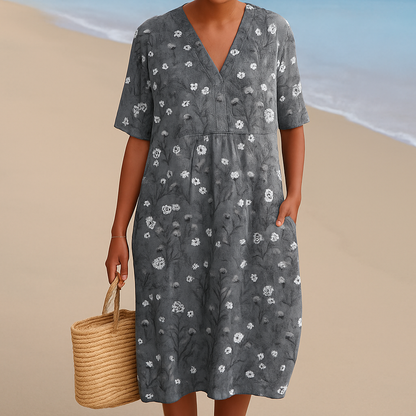 NOÉMIE | Gray Floral Dress