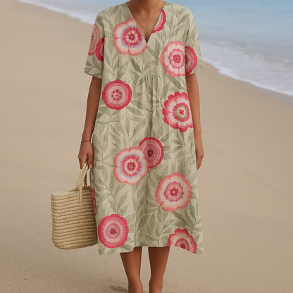 Félice | Floral Leaf and Mandala Print Dress