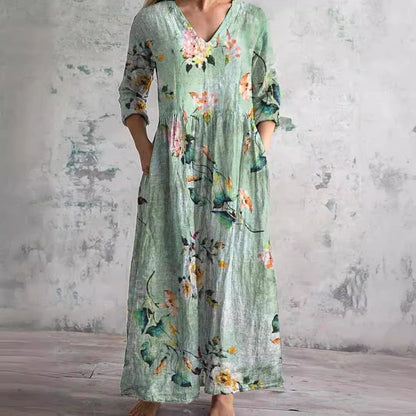 Fiona™ | Floral Linen-Cotton Dress