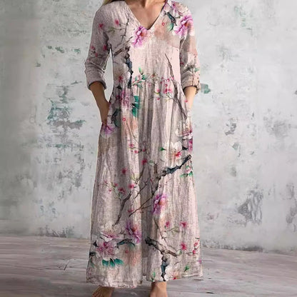 Fiona™ | Floral Linen-Cotton Dress