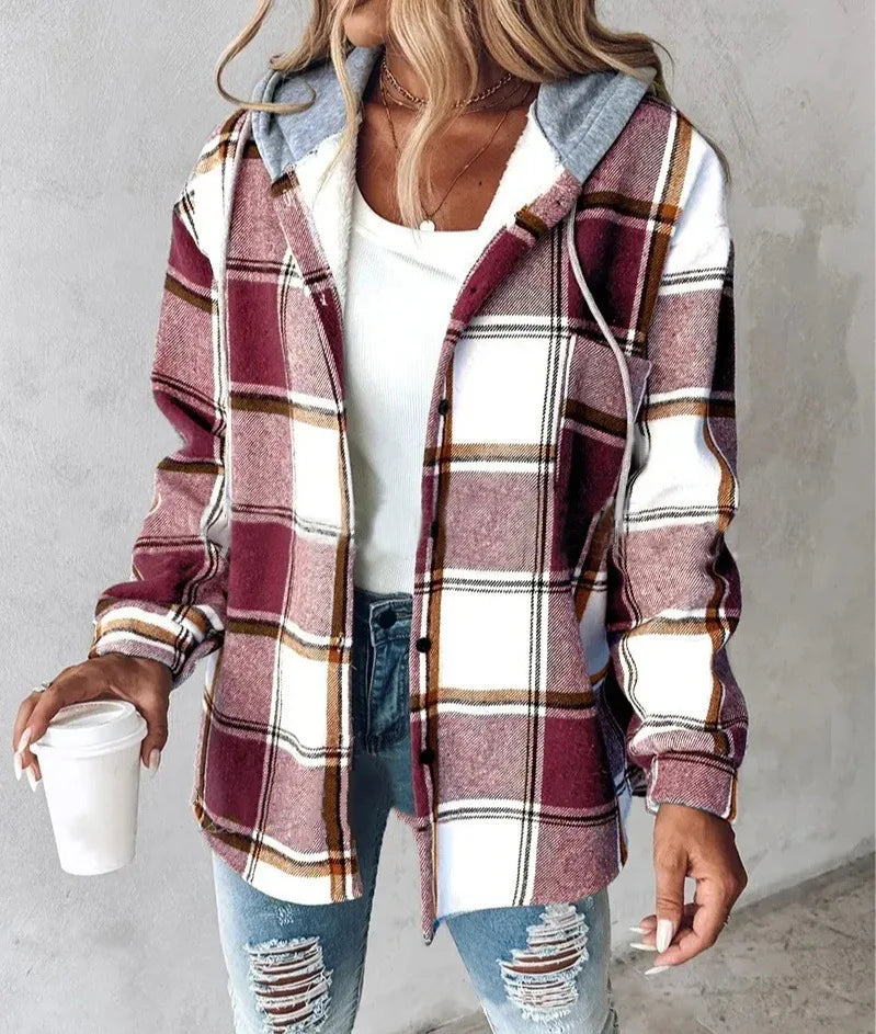 Chic Plaid Hooded Coat™