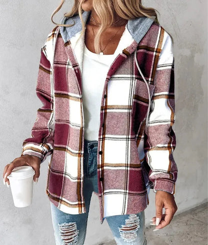 Chic Plaid Hooded Coat™