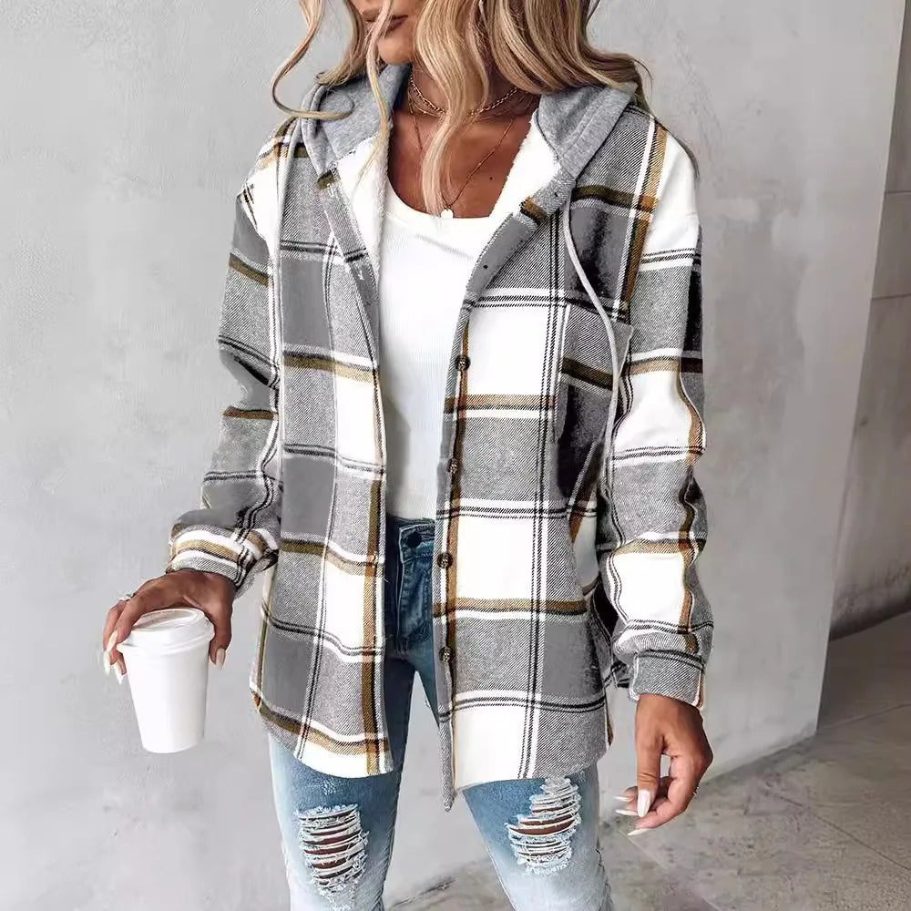 Chic Plaid Hooded Coat™