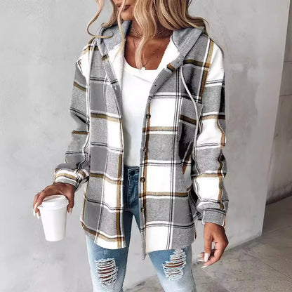 Chic Plaid Hooded Coat™