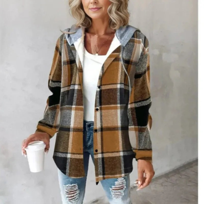 Chic Plaid Hooded Coat™