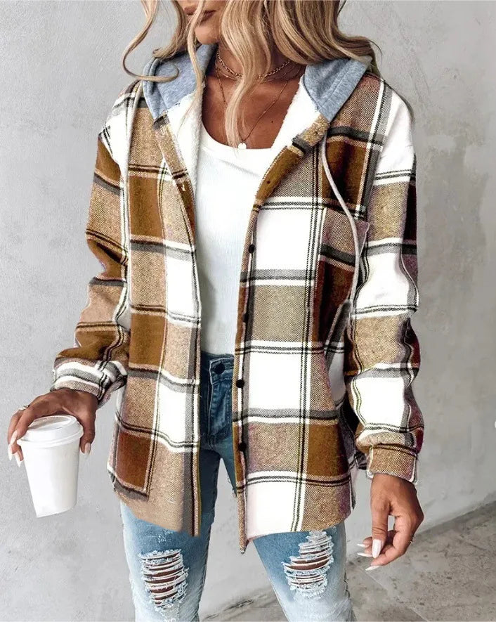 Chic Plaid Hooded Coat™