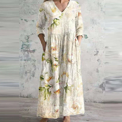 Fiona™ | Floral Linen-Cotton Dress
