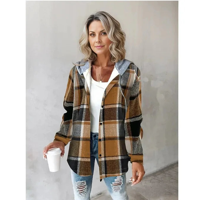 Chic Plaid Hooded Coat™