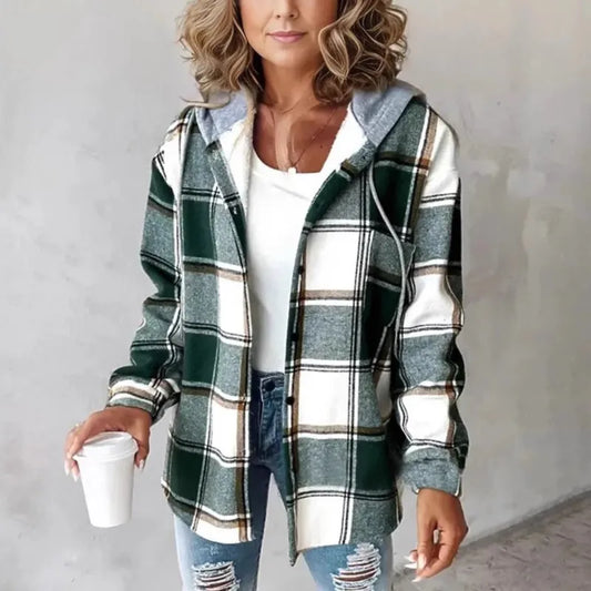 Chic Plaid Hooded Coat™