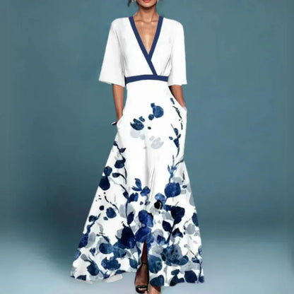Jamie | Stylish V-Neck Floral Maxi Dress