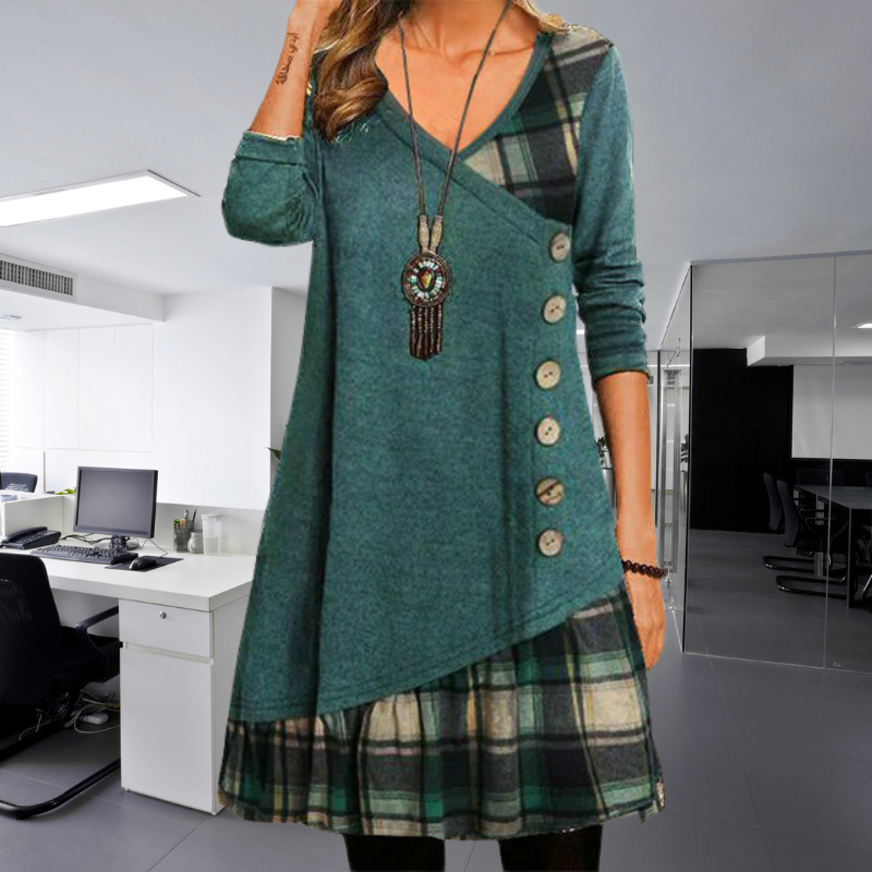 Sally | Vintage button long sleeve dress