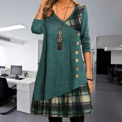 Sally | Vintage button long sleeve dress