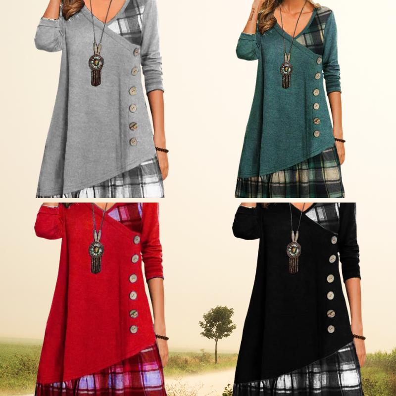 Sally | Vintage button long sleeve dress