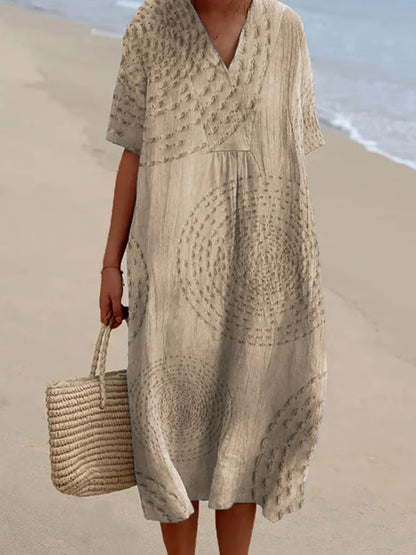 Arielle | Flowing Dress with Circular Embroidery