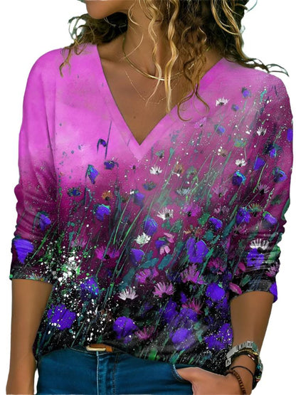Naomi | Stylish V-Neck Floral Print Top