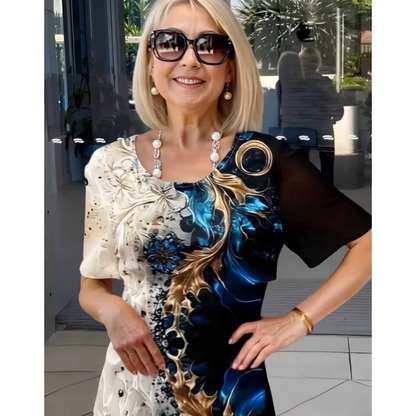 Loose Summer Women's Dress with 3D Floral Pattern