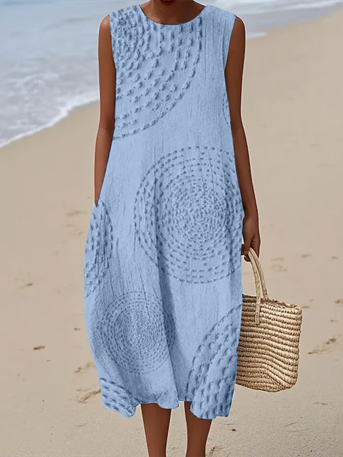 Maelle | Textured Pattern Long Sleeveless Dress