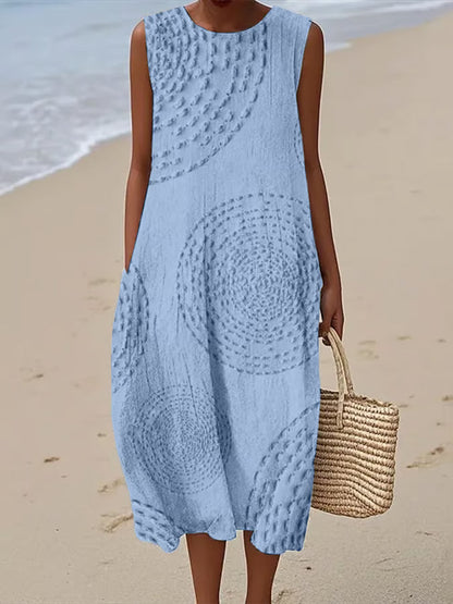 Maelle | Textured Pattern Long Sleeveless Dress