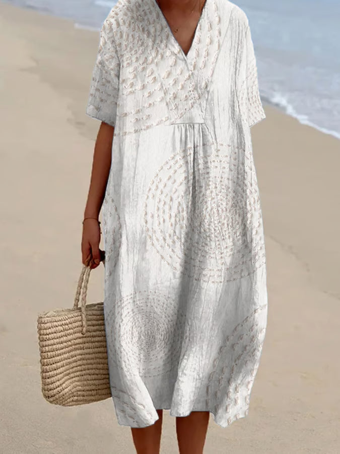 Arielle | Flowing Dress with Circular Embroidery