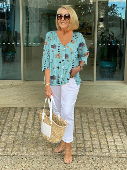 Sabrine | Elegant Blouse with Flowers