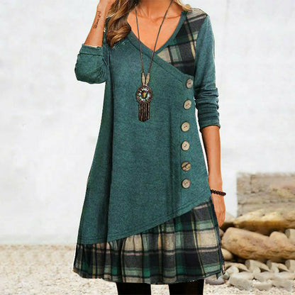 Sally | Vintage button long sleeve dress