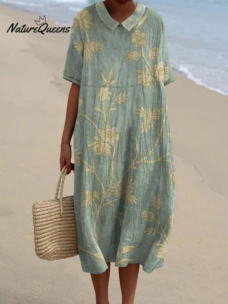 Anaëlle | Floral Dress Featuring a Peter Pan Collar