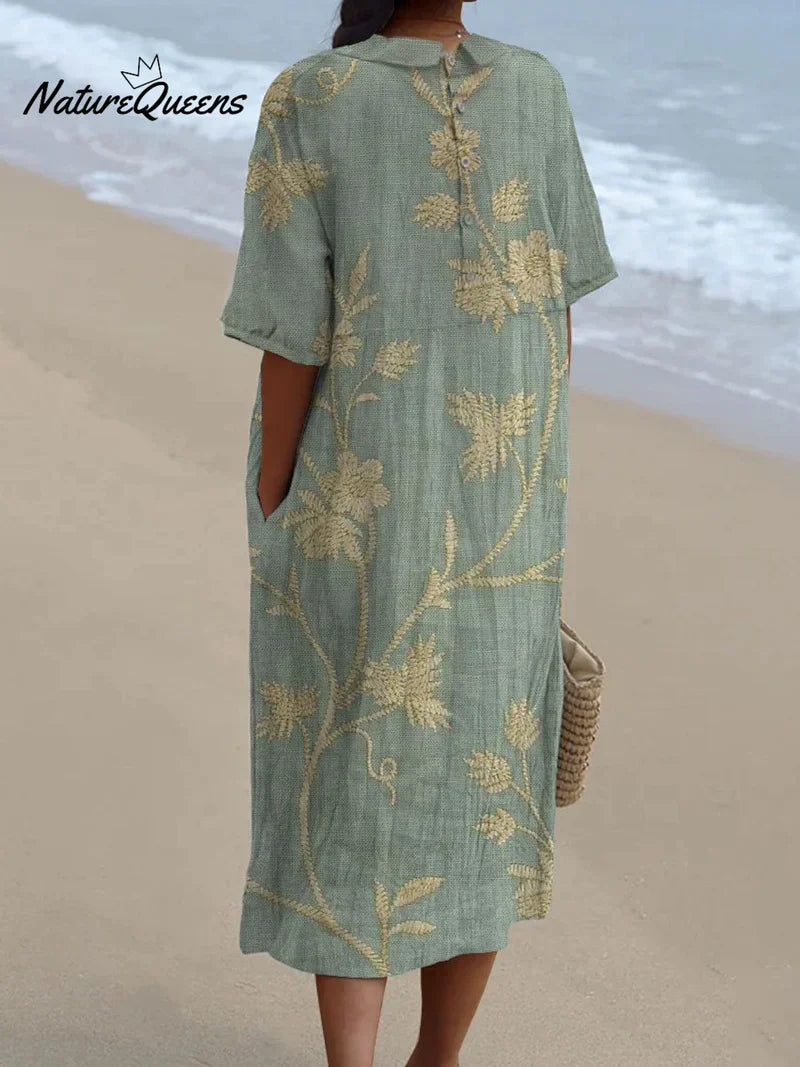 Anaëlle | Floral Dress Featuring a Peter Pan Collar