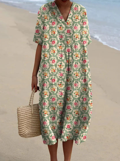 Eliane | Aqua Vintage Floral Dress