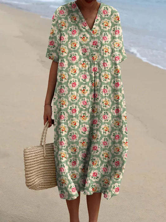 Eliane | Aqua Vintage Floral Dress