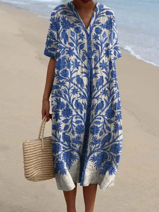 Oréa | Blue Embroidered Dress