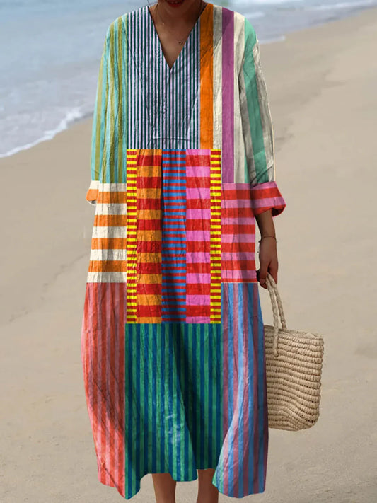 Inaya | Vibrant Long Patchwork Dress